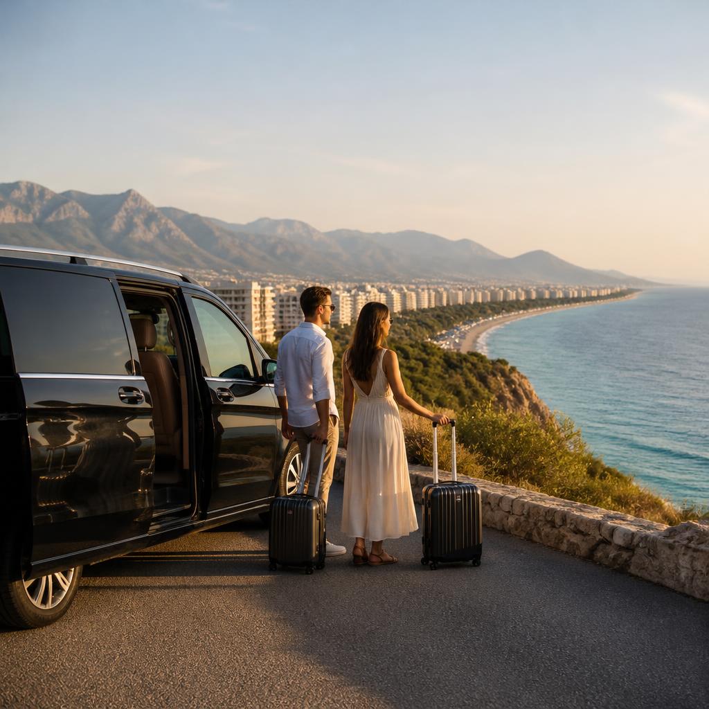Antalya’da kiralık villaya giden özel transfer aracı